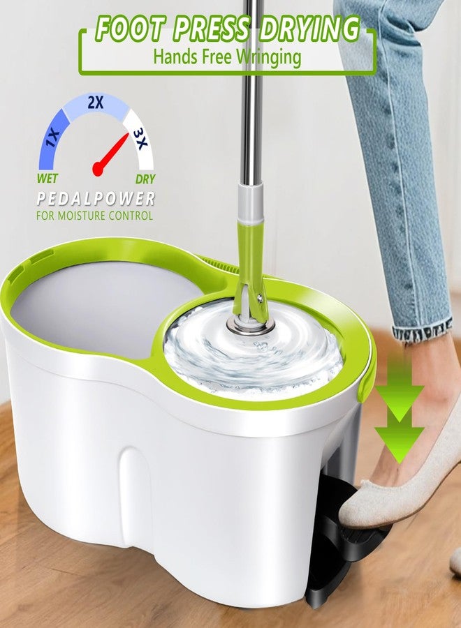 Masthome Spin Mop Bucket System,Masthome 360°Spin Mop and Bucket with Wringer Set,EasyWring Microfiber Mop with 3 Mop Pads,Spinning Floor Cleaning System for Floor Cleaning - Home & Office Suitable - Image 2